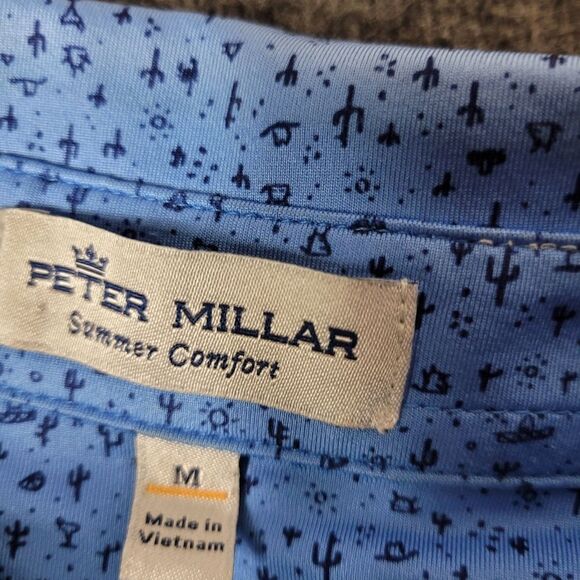 Peter Millar Mexican Desert Mens Golf Polo Shirt Sz M Blue Cactus LCCA Club Logo - Picture 5 of 10